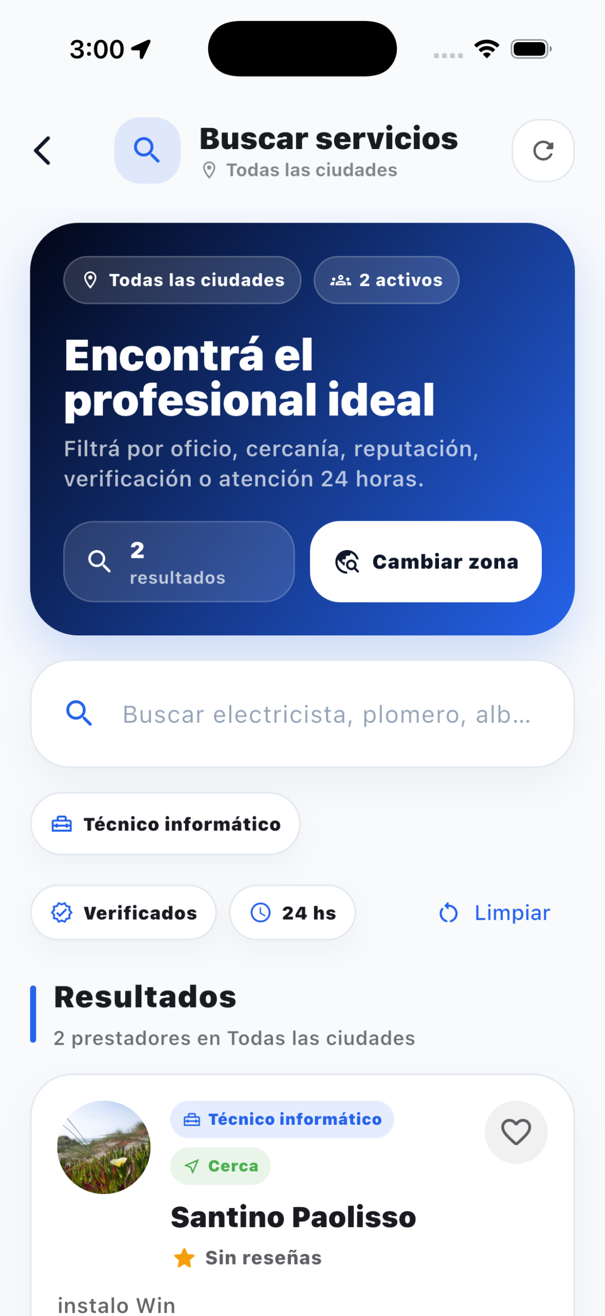 Pantalla de búsqueda