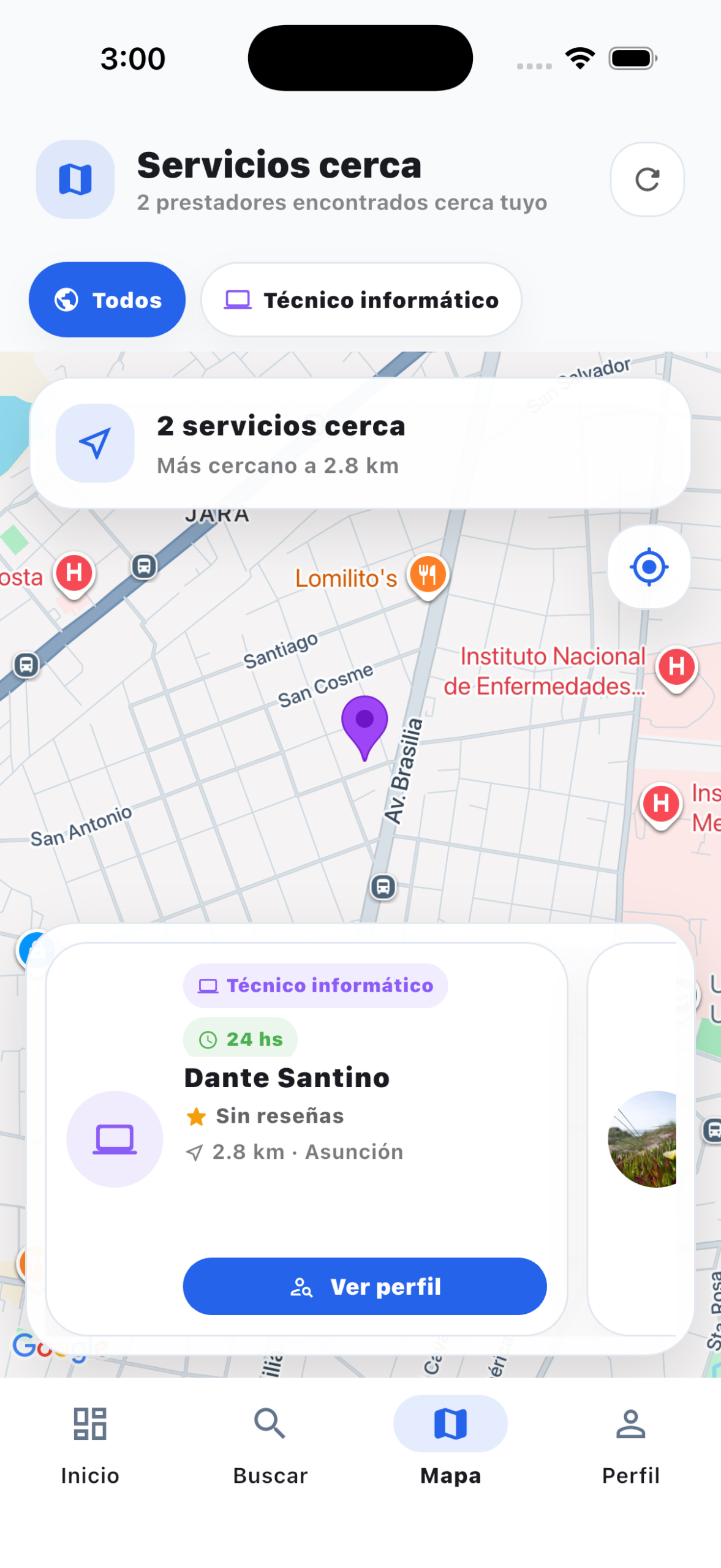 Mapa de servicios