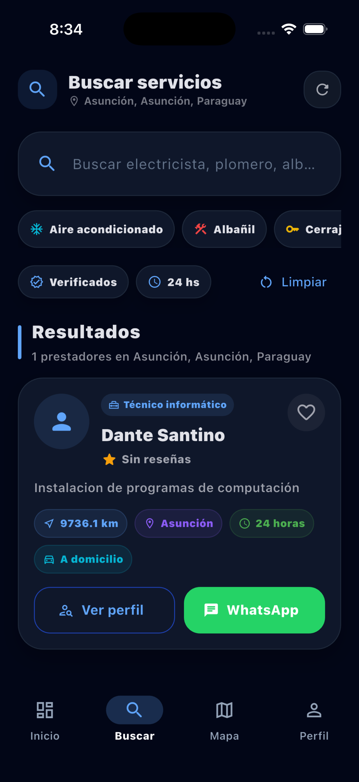Pantalla de búsqueda