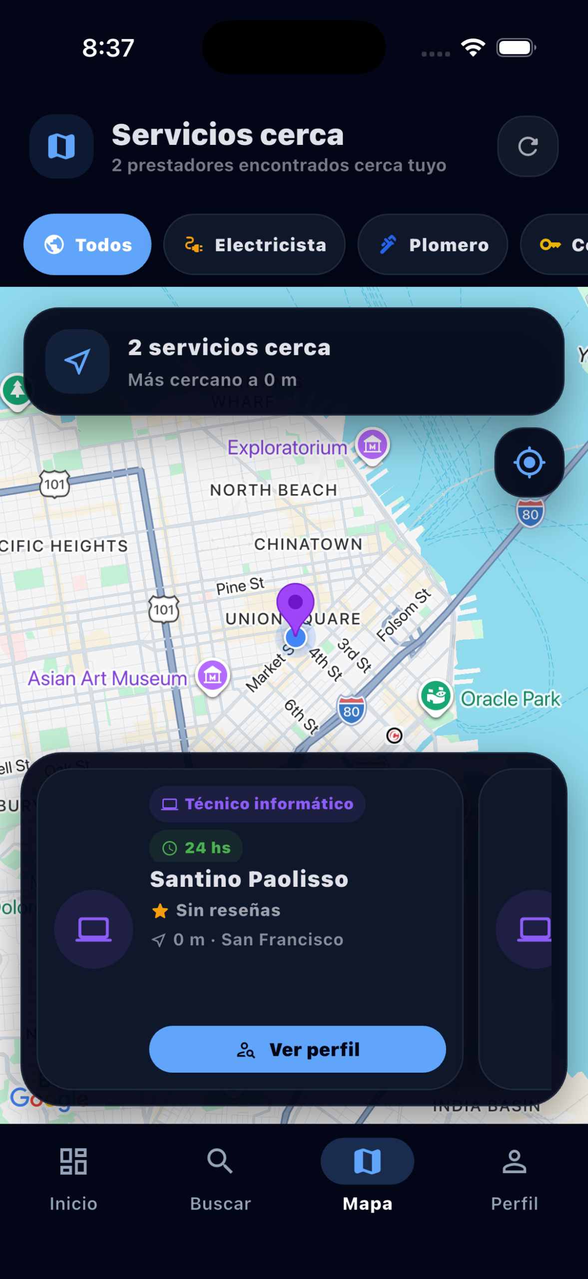 Mapa de servicios