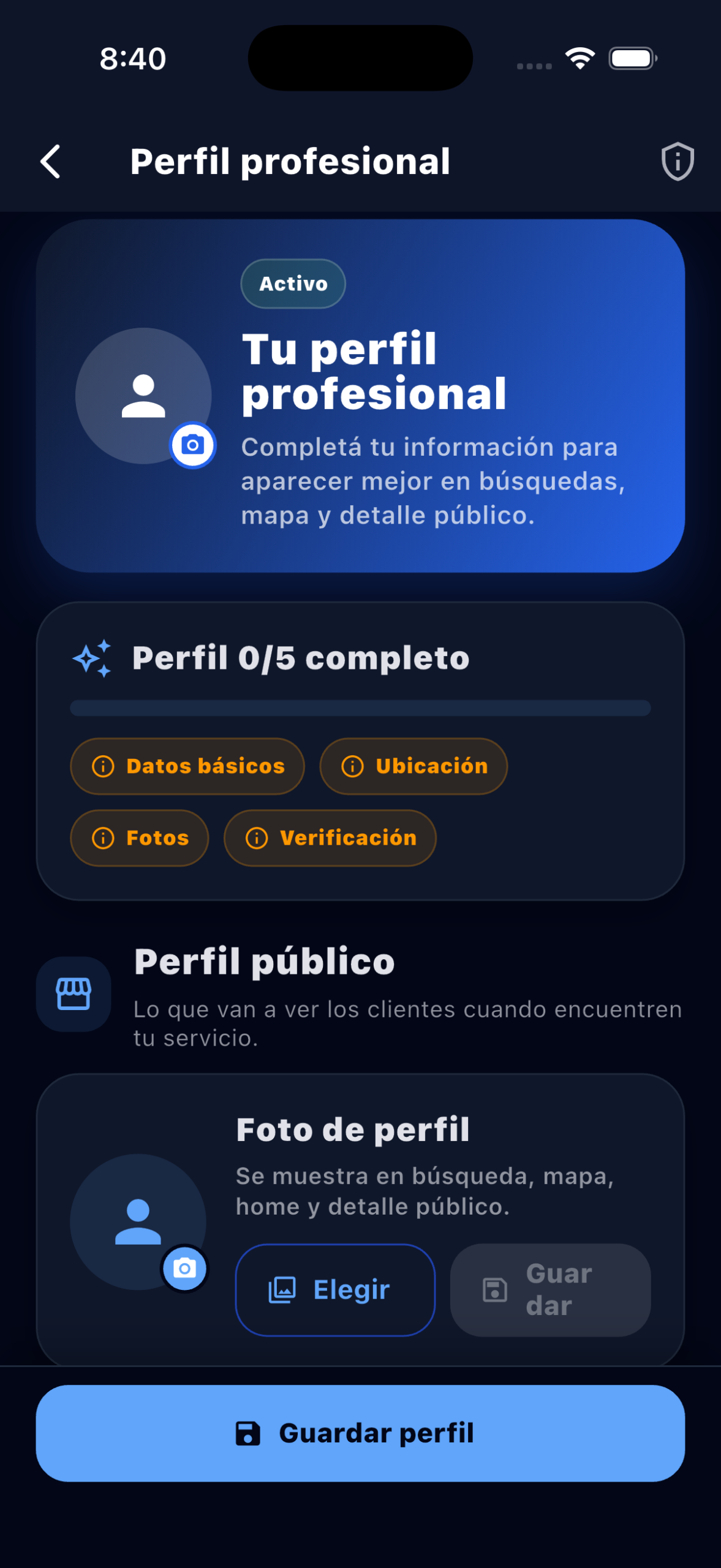 Perfil prestador